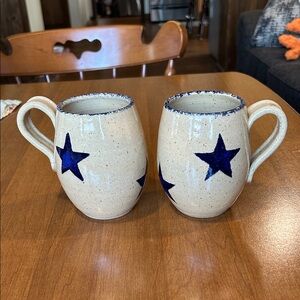 Three Rivers Pottery Star-Pattern Mug - Cream with Blue Stars (2)